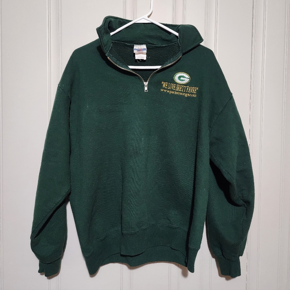 Vintage "We Love Brett Favre" Green Bay Packers Quarter Zip Size L